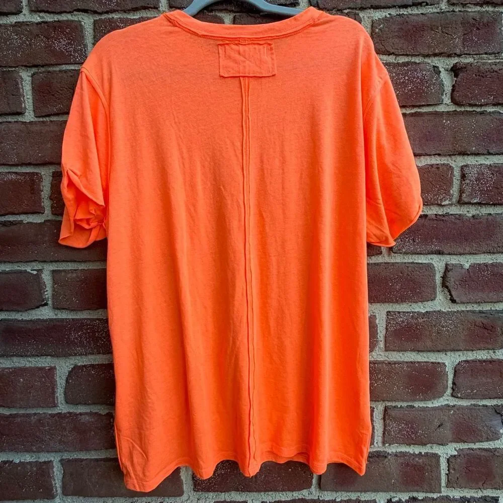 Free People X We The Free Vella Pocket Burnout Oversized Tee orange S NWOT